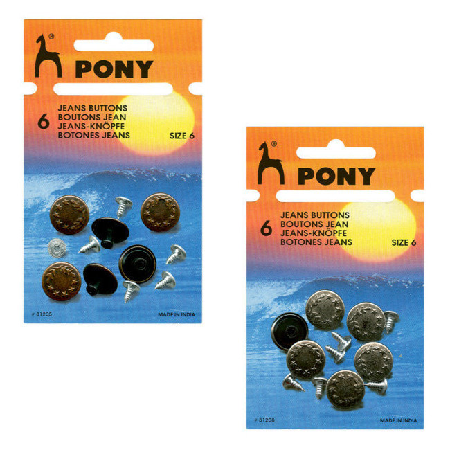 Botones para vaqueros de 1,7 cm laurel - Pony - 6 unidades por 2,00 €