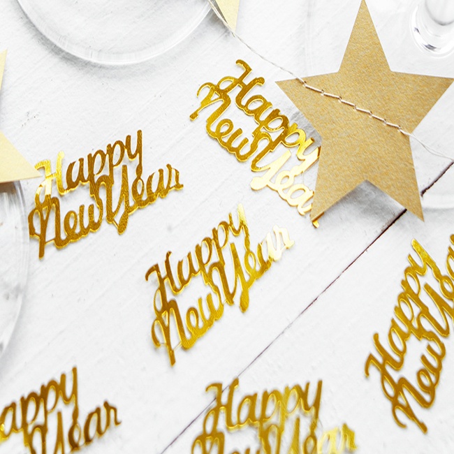 Foto detallada de confetti Happy New Year dorados de 3g