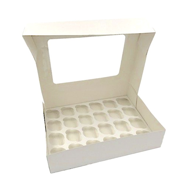 Foto detallada de caja para 24 mini cupcakes blanca de 33 x 25 x 7,5 cm - Sweetkolor