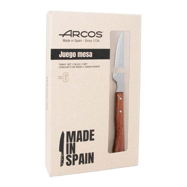 Set 6 Cuchillos de Cocina Chuleteros ARCOS Mango Plata (11 cm)