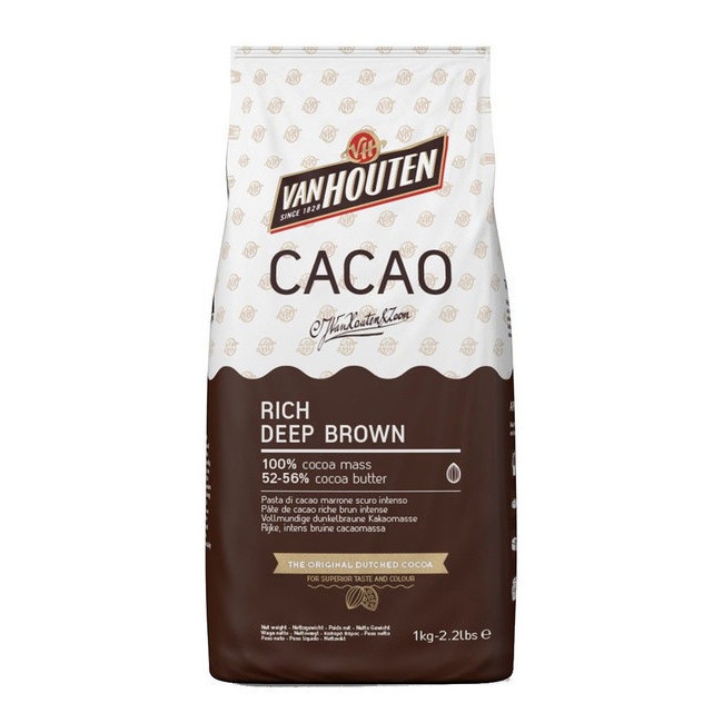 Vista delantera del cacao en polvo de Rich Deep Brown de 1 kg - Van Houten en stock