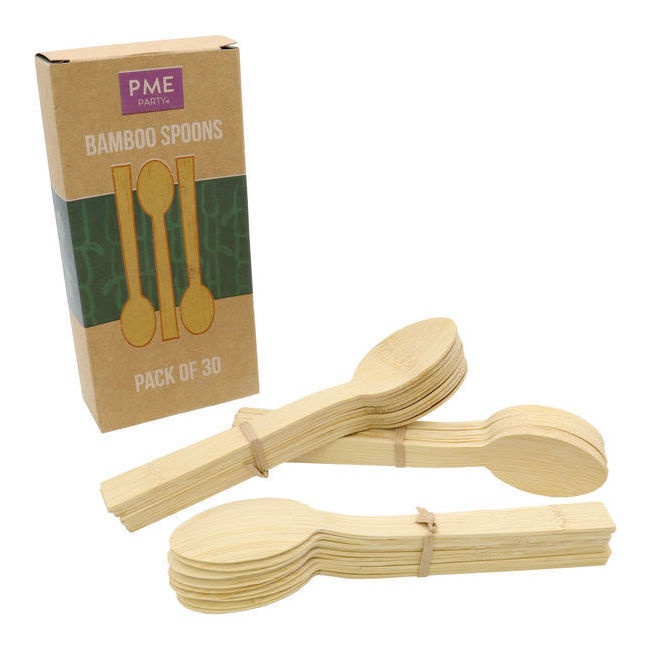 Foto detallada de cucharas de bambú - PME - 30 unidades