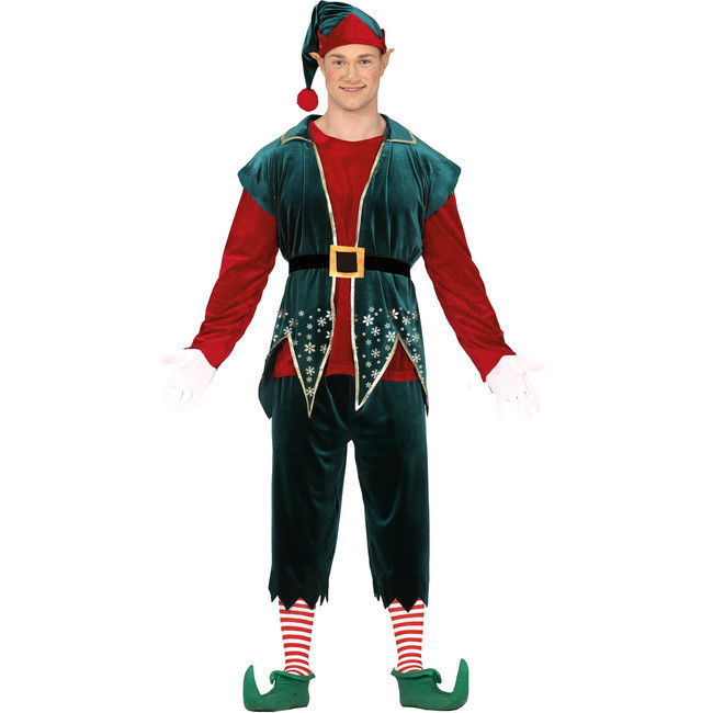 Vista frontal del disfraz de elfo elegante disponible también en talla XL
