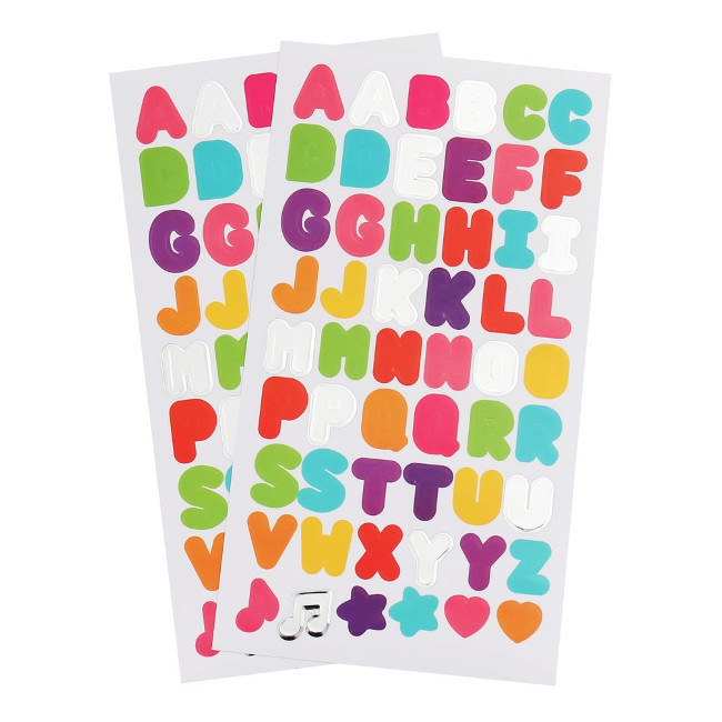 Pegatinas de letras de colores - 2 hojas por 0,75 €