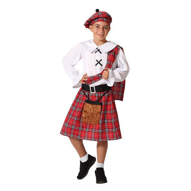 Vista principal del disfraz de escocés infantil en tallas 3 a 12 años