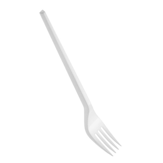 Vista frontal del tenedores blancas de 18,5 cm - Silvex - 12 unidades en stock