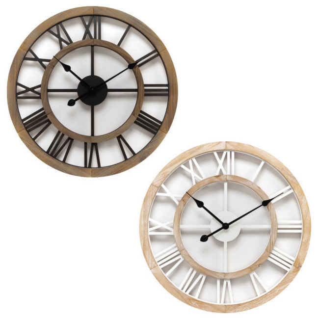 RELOJ PARED RETRO POP RE-7256 MADERA Y BLANCO