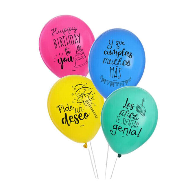 Globos de látex de cumpleaños con frases molonas de 30 cm - 8 unidades por  1,00 €