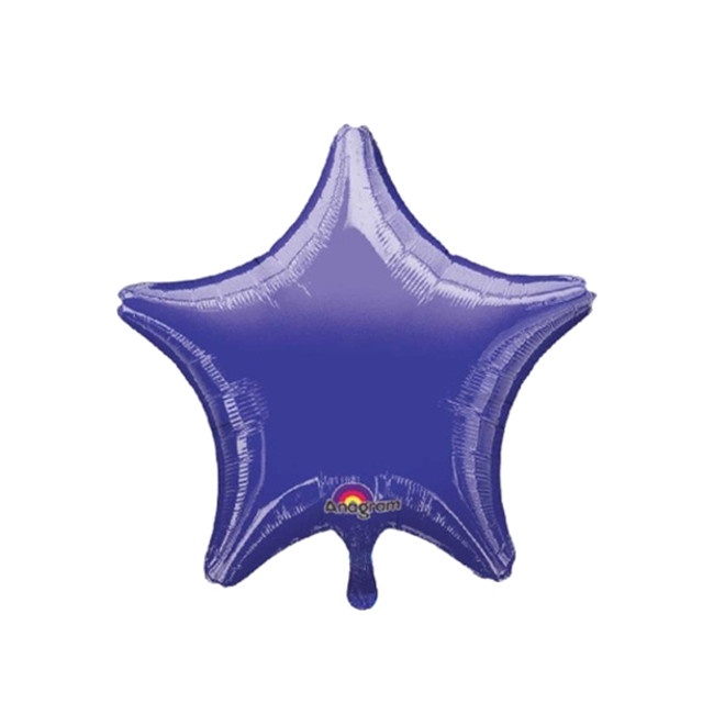 Vista delantera del globo estrella liso de 45 cm - Anagram - 1 unidad en color azul marino, marrón, morado, naranja y plateado