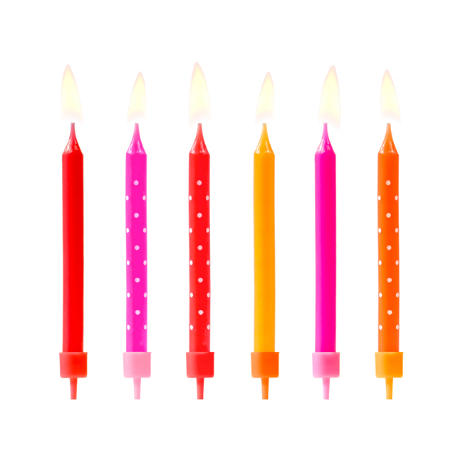 Vista frontal del velas de colores surtidas - 6 unidades en stock