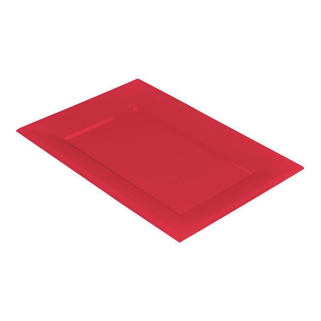 Vista principal del bandejas rectangulares de colores de 33 x 22 cm - 3 unidades en color blanco, negro y rojo