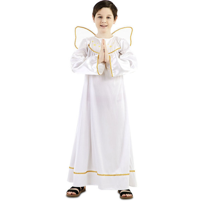 Vista frontal del disfraz de ángel en tallas 3 a 12 años