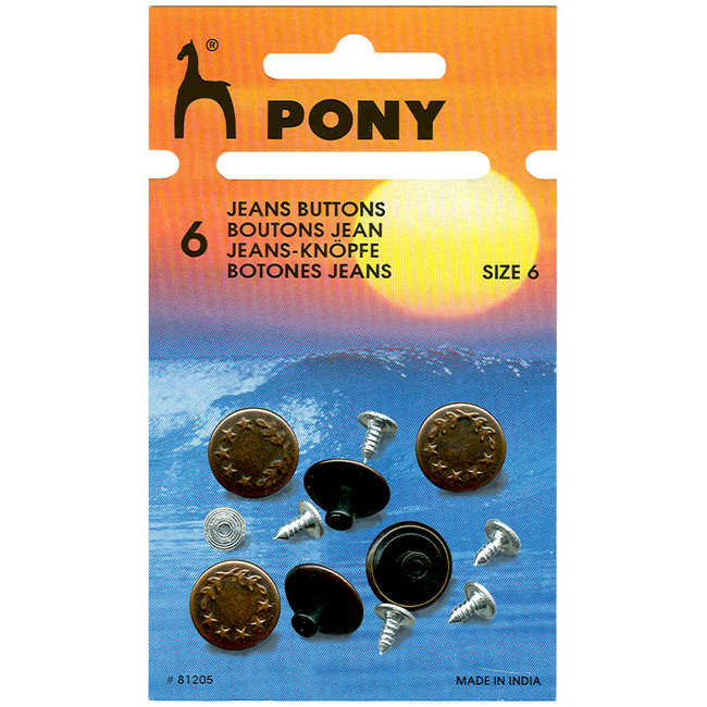 Botones para vaqueros de 1,7 cm laurel - Pony - 6 unidades por 2,00 €