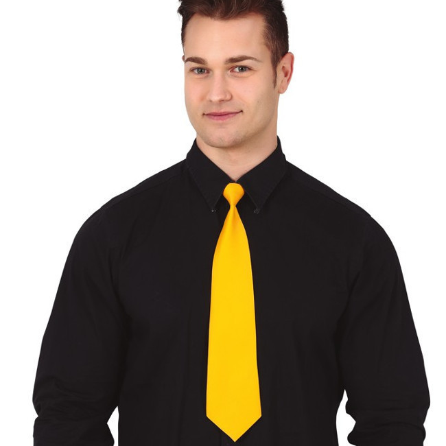 Vista delantera del corbata lisa en color amarillo, azul, azul cielo, fucsia, lila, naranja, rojo, rosa y verde