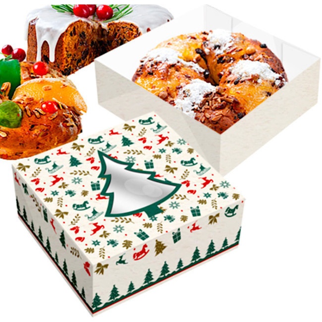 Foto detallada de caja para roscón de árbol de Navidad de 30 x 30 x 7,5 cm - Sweetkolor - 1 unidad