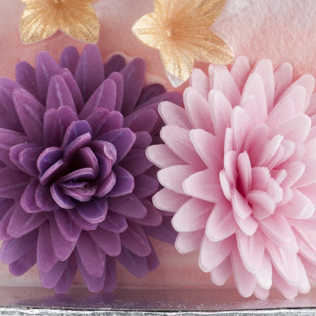 Foto detallada de obleas de flores de pompón de 4,5 cm - Dekora - 12 unidades