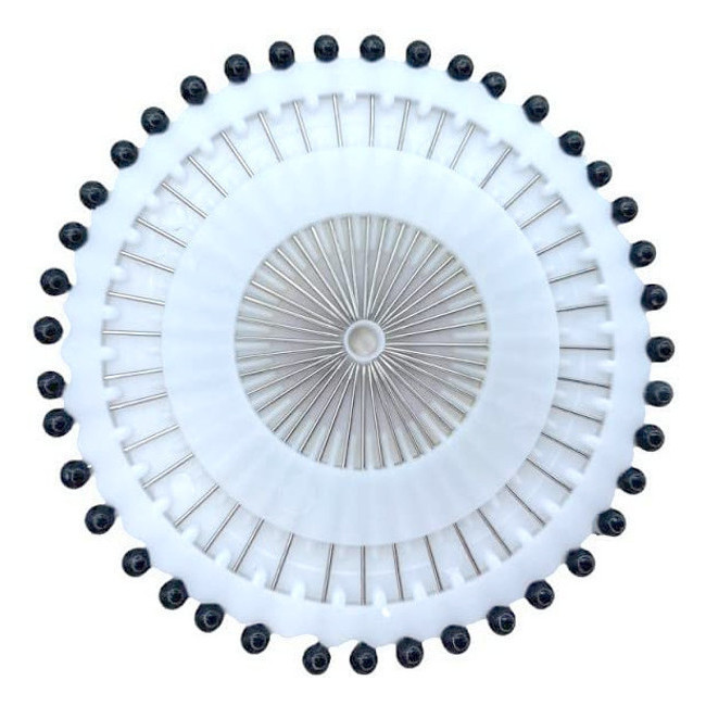 Vista principal del alfileres cabeza redonda de 38 x 0,65 mm surtidos - 480 unidades en color blanco, multicolor y negro