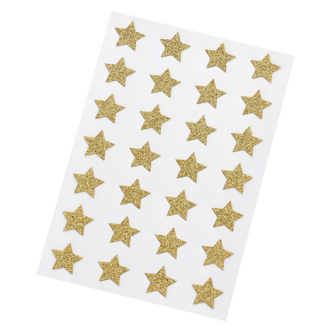 Pegatinas estrellas con brillo - Plateado + 20 etiquetas kraft Banderín