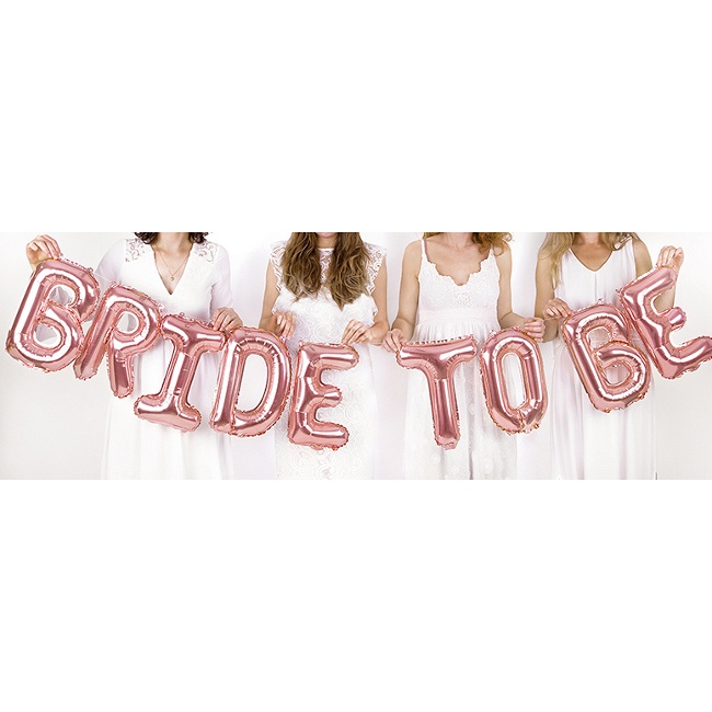Foto detallada de globo letras Bride to Be rosa dorado de 340 x 35 cm - PartyDeco