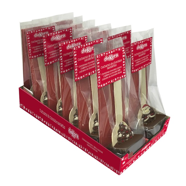Foto detallada de cucharas de chocolate navideñas surtidas de 40 gr - Dekora - 12 unidades