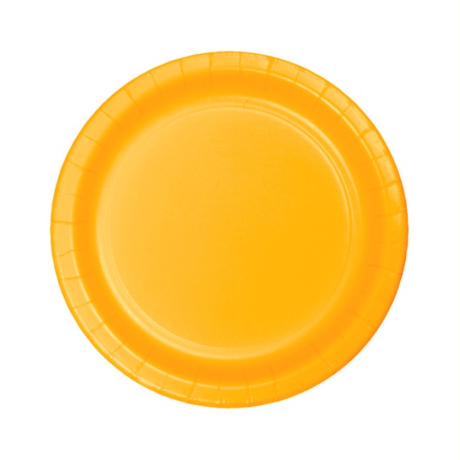 Vista principal del platos redondos de 17,4 cm - 8 unidades en color amarillo, azul bebé, azul marino, blanco, dorado, lila, naranja, negro, plateado, rojo, rosa, rosa bebé, verde, verde menta y verde oscuro