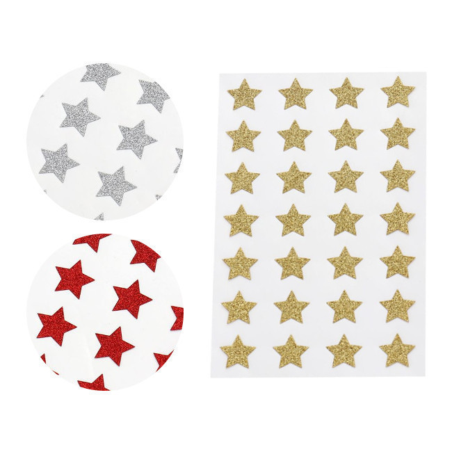 Pegatinas de formas de estrellas con purpurina de 1,5 cm - 28 piezas por  1,25 €