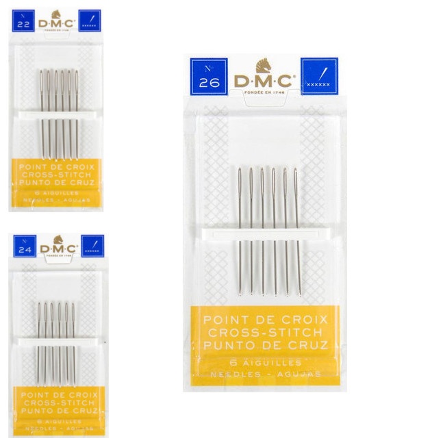 Agujas de punto de cruz nº 22, 24 o 26 - DMC - 6 unidades por 2,25 €