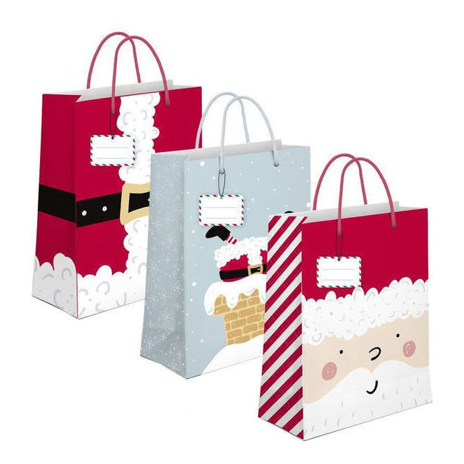 Bolsa regalo de 32 x 26 x 10 cm de Papá Noel divertido - 1 unidad por 1,25 €