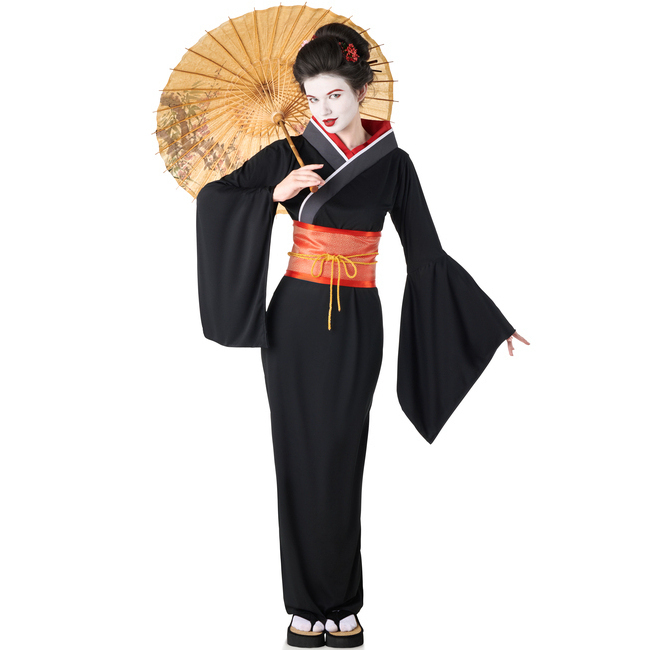 Disfraz de Geisha con Kimono Negro para Mujer