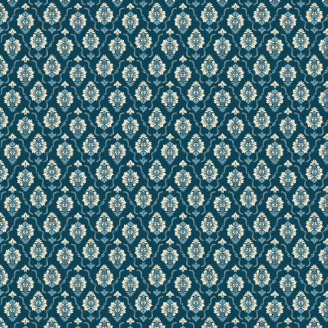 Vista frontal del tela de algodón Aviv - Indigo en stock