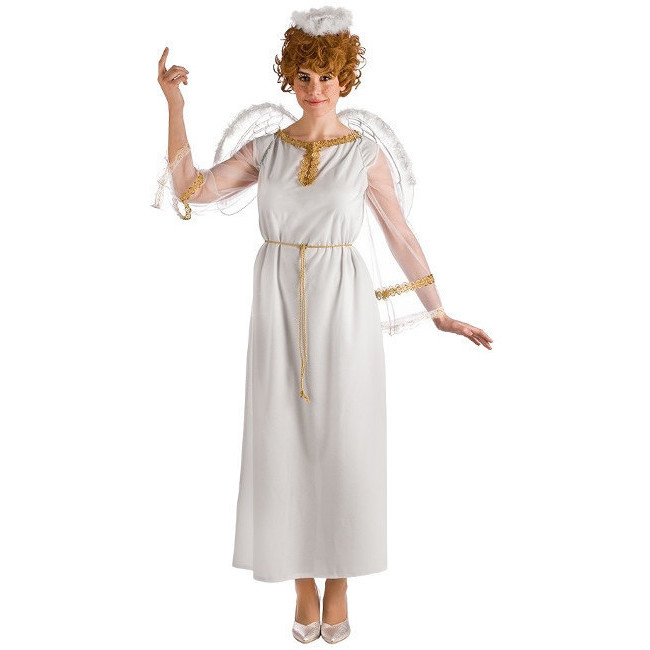 Vista frontal del disfraz de ángel con alas en stock