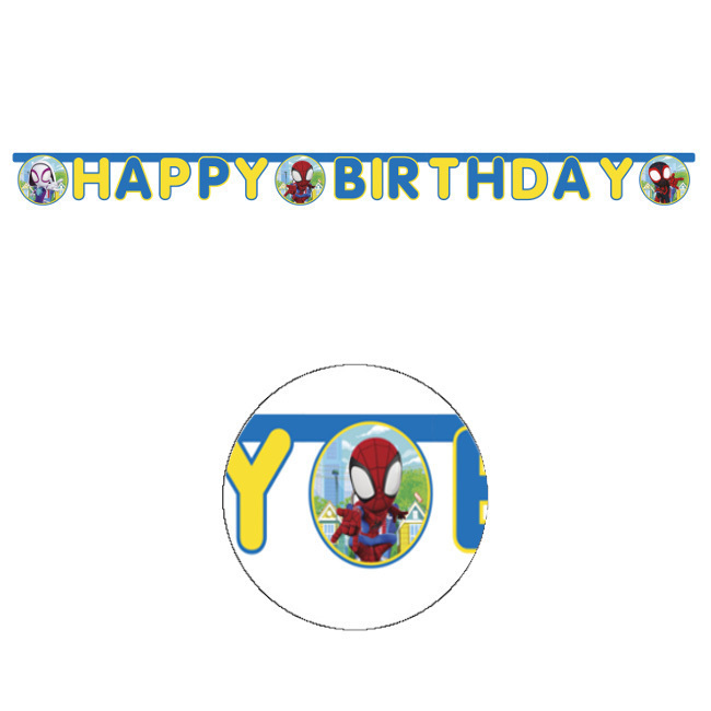 Vista principal del guirnalda de Spidey de Happy Birthday de 2 m en stock