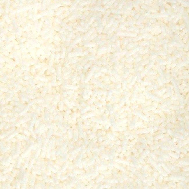 Vista frontal del fideos blancos de azúcar de 80 gr - Funcakes