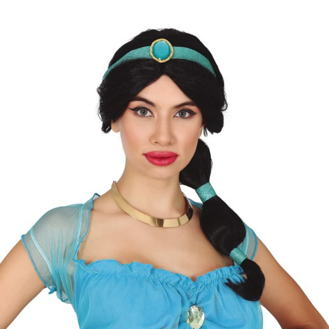 Vista principal del peluca de princesa Jasmine en stock