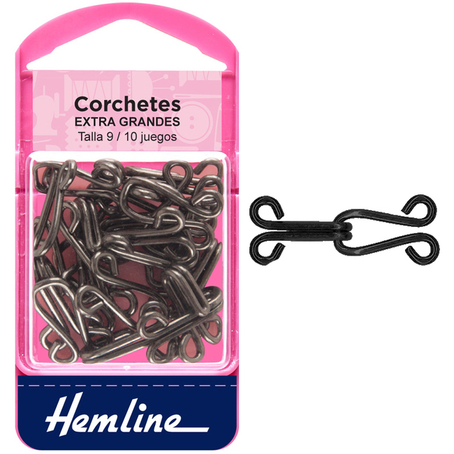 Corchetes de 1,9 cm extra largos y hembras - Hemline - 10 pares por 3,50 €