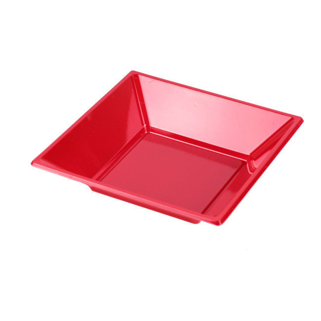 Vista delantera del platos cuadrados hondos de 17 cm - Silvex - 6 unidades en color blanco, negro y rojo