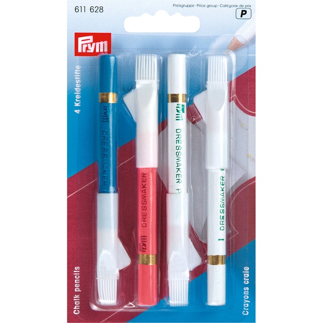 Foto detallada de lápiz con tiza para marcar blanco, rosa y azul - Prym - 4 unidades