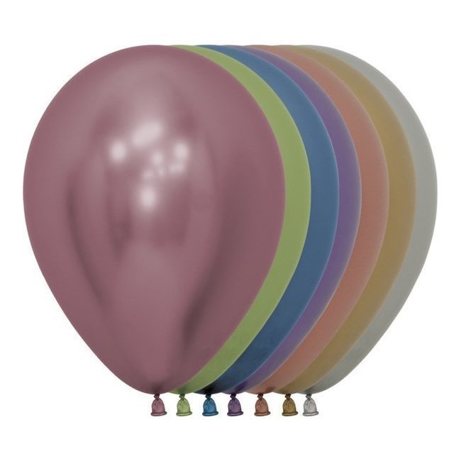 Vista principal del globos de látex metalizados reflex de 30 cm - Sempertex - 50 unidades en stock