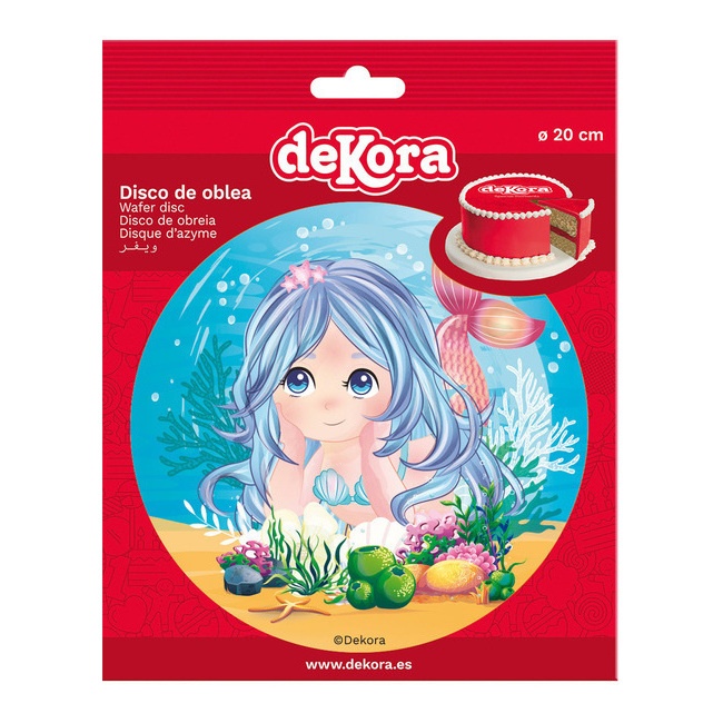 Foto detallada de oblea comestible de Sirena de 20 cm - Dekora