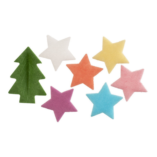 Vista frontal del obleas de estrellas y árboles de Navidad de 3,5 cm - Dekora - 200 unidades en stock