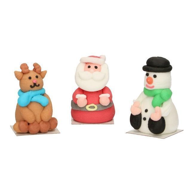 Vista frontal del figuras de azúcar 3D de Navidad - FunCakes - 3 unidades en stock