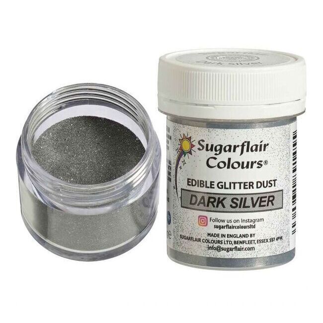 Purpurina comestible en polvo gris oscuro de 10 gr - Sugarflair por 6,50 €