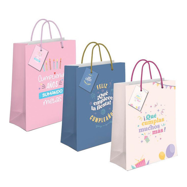 Bolsa regalo de 23 x 18 x 10 cm de Cumpleaños - 1 unidad por 0,85 €