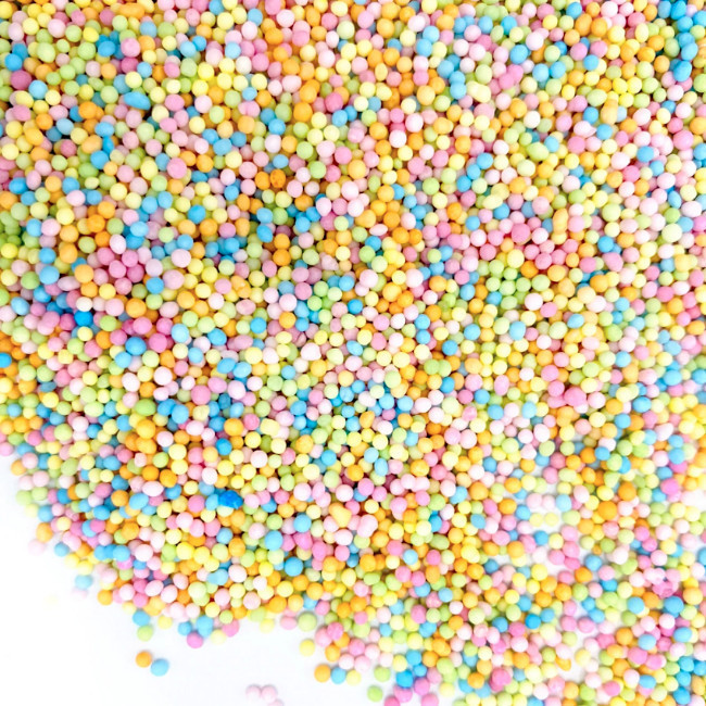 Vista principal del sprinkles de perlas mini multicolor pastel de 90 gr - Happy Sprinkles en stock