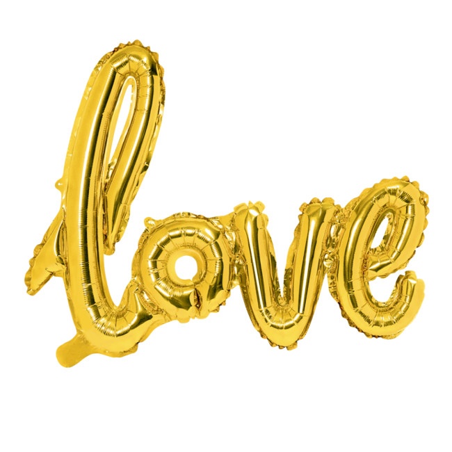 Vista principal del globo letras Love de 73 x 59 cm - PartyDeco en color dorado y rosa dorado