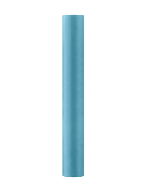 Vista principal del camino de mesa satinado de 9 x 0,36 m en color azul, azul claro, azul marino, blanco, burdeos, crema, dorado, fucsia, melocotón, morado, negro, plateado, rojo, rosa, rosa coral y rosa nude
