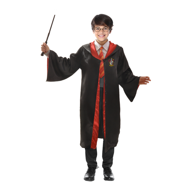 Vista frontal del disfraz de Harry Potter con gafas en tallas 5 a 11 años