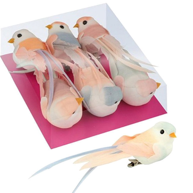 Pájaros decorativos mini pájaro sobre alambre decoración de  resorte 3×6cm 12ud-07819
