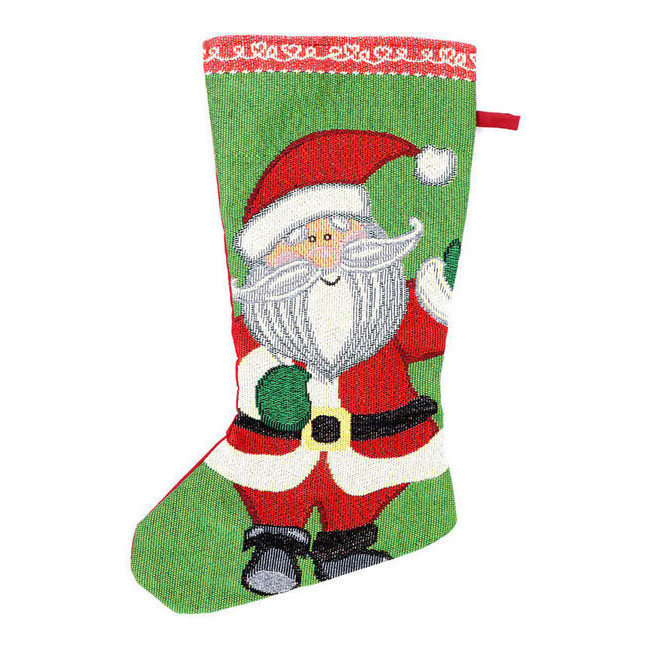 Vista frontal del calcetín de Papá Noel de 43 cm en stock