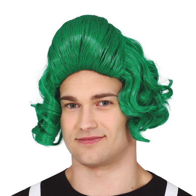 Vista delantera del peluca de elfo verde en stock